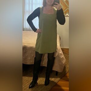 Green Corduroy like Pinafore Dress